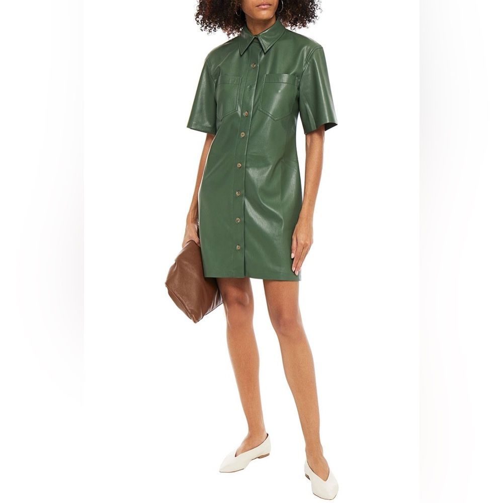 NWT Nanushka Berto Faux Leather Shirt Dress